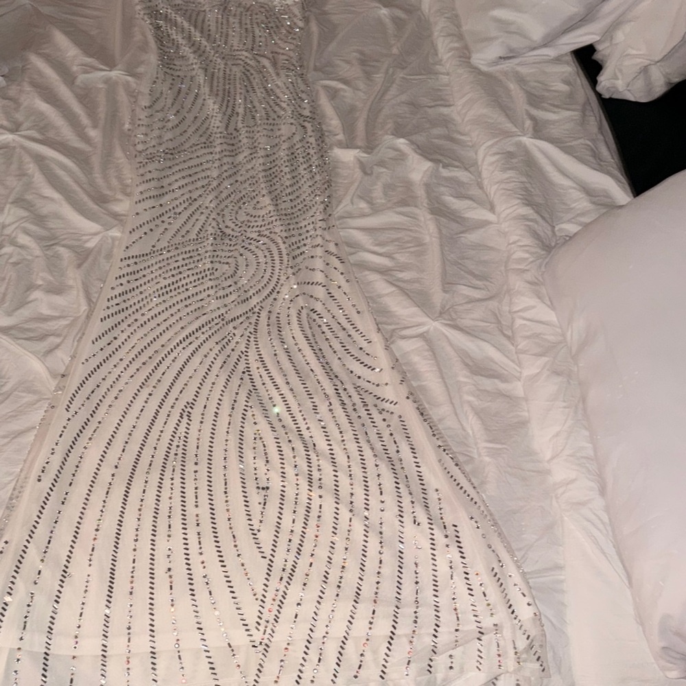 Fashion Nova White Dress with Silver Details